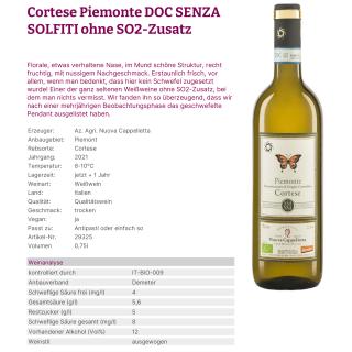 Cortese Piemonte DOC SENZA SOLFITI ohne SO2-Zusatz