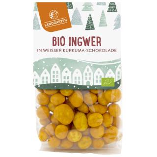 Ingwer in weißer Kurkuma Schokolade