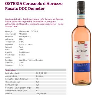 OSTERIA Cerasuolo d´Abruzzo Rosato DOC Demeter 202