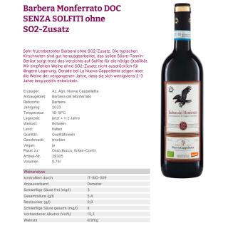 Barbera Monferrato DOC SENZA SOLFITI ohne SO2-Zusa