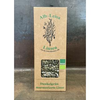 Dunkelgrün marmorisierte Linsen